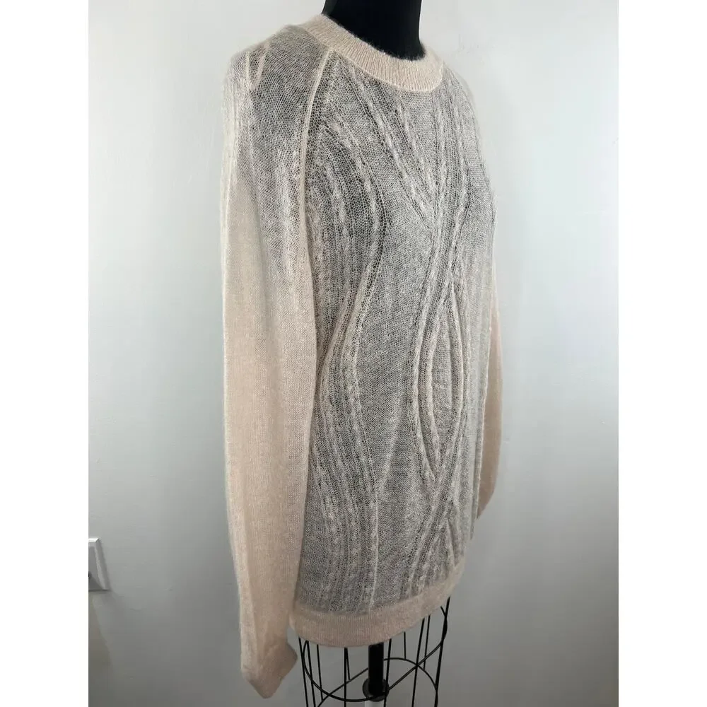 & Other Stories Ivory Mohair Wool Long Sleeve Round Neck Tunic Women's Sweater S